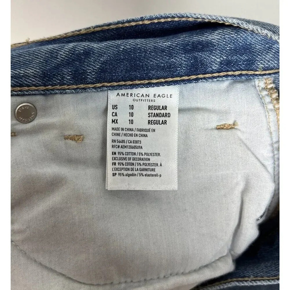 American Eagle Mom Jean Denim Distressed High Rise Size 10 Cotton Blend Women’s - Picture 4 of 6